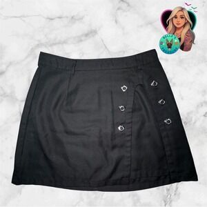 Hot Topic Women's‎ Medium Black Heart Grommet Side Slit Mini Skirt Goth Punk Alt